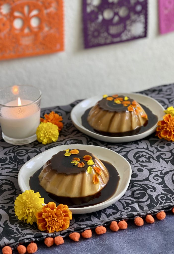 Marigold (cempasuchil) flan recipe for Day of the Dead
