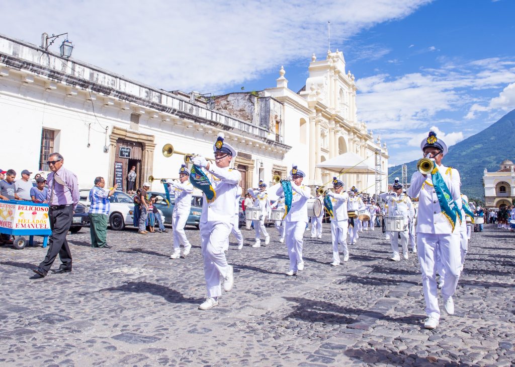 Independence Day parade in Antigua Guatemala and other important celebrations.