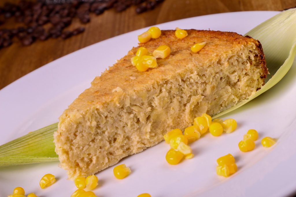 Traditional Guatemalan dessert corn cake "pastel de elote"