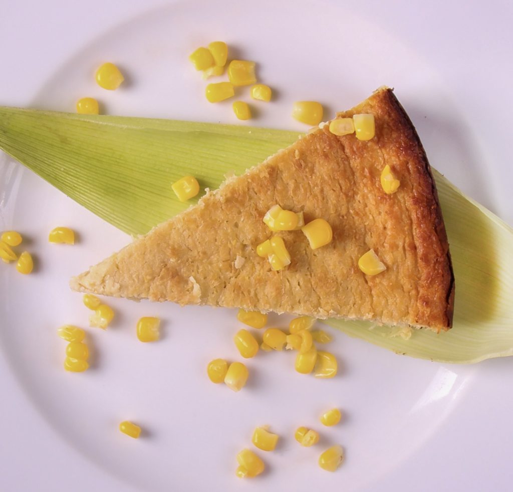 Traditional Guatemalan dessert corn cake "pastel de elote"