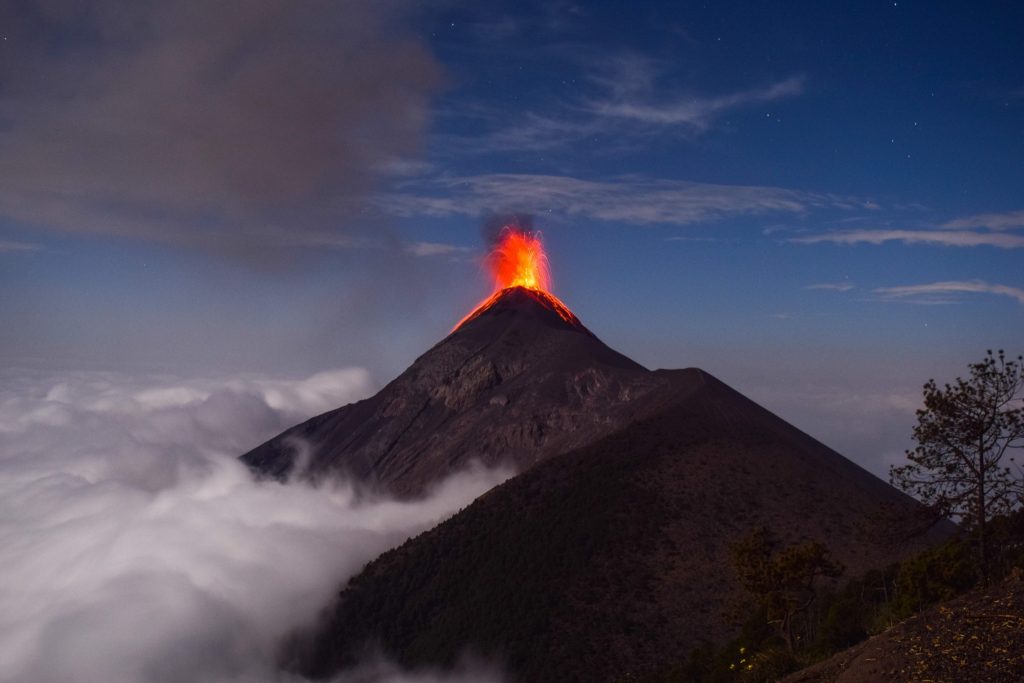 View of Fuego volcano from Acatenango