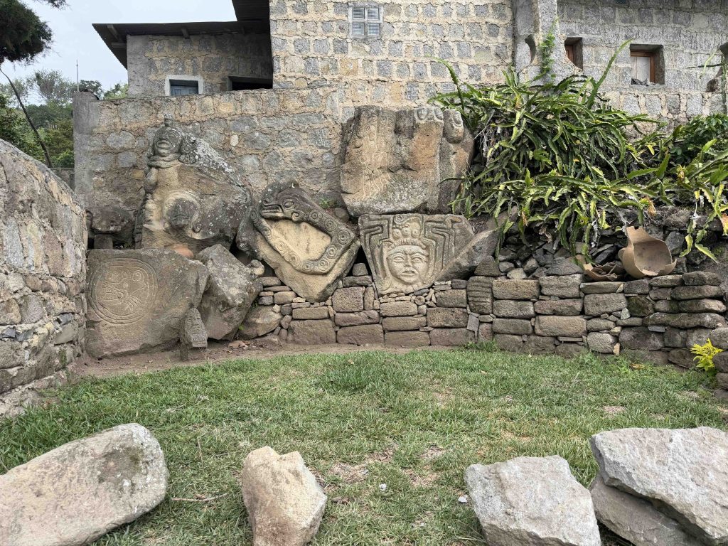 What you actually see at Chuitinamit Maya site in Guatemala, including carved stones gathered together on private land near Santiago Atitlán