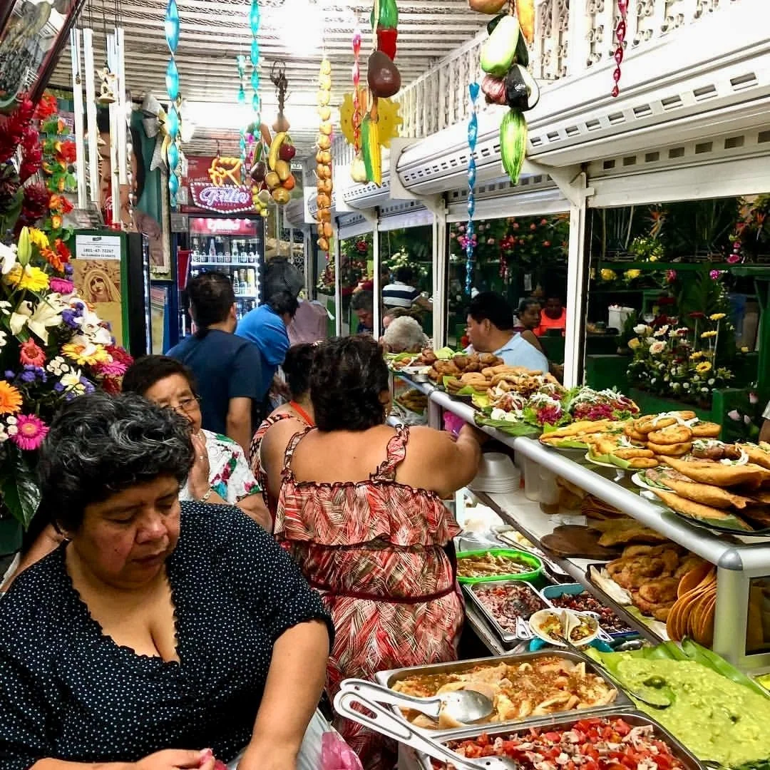 Food stalls at Doña Mela comedor inside Mercado Central, Guatemala City
