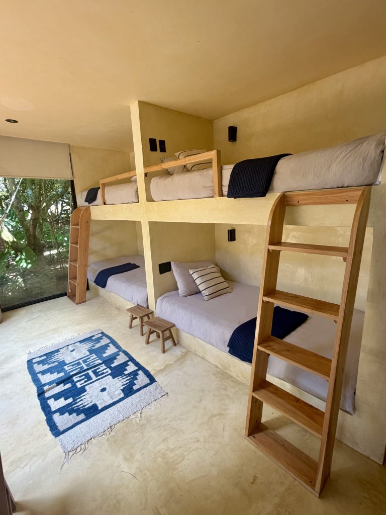 Family Airbnb at Lake Atitlán with four built-in bunk beds at Casa Teo near Santiago Atitlán Guatemala