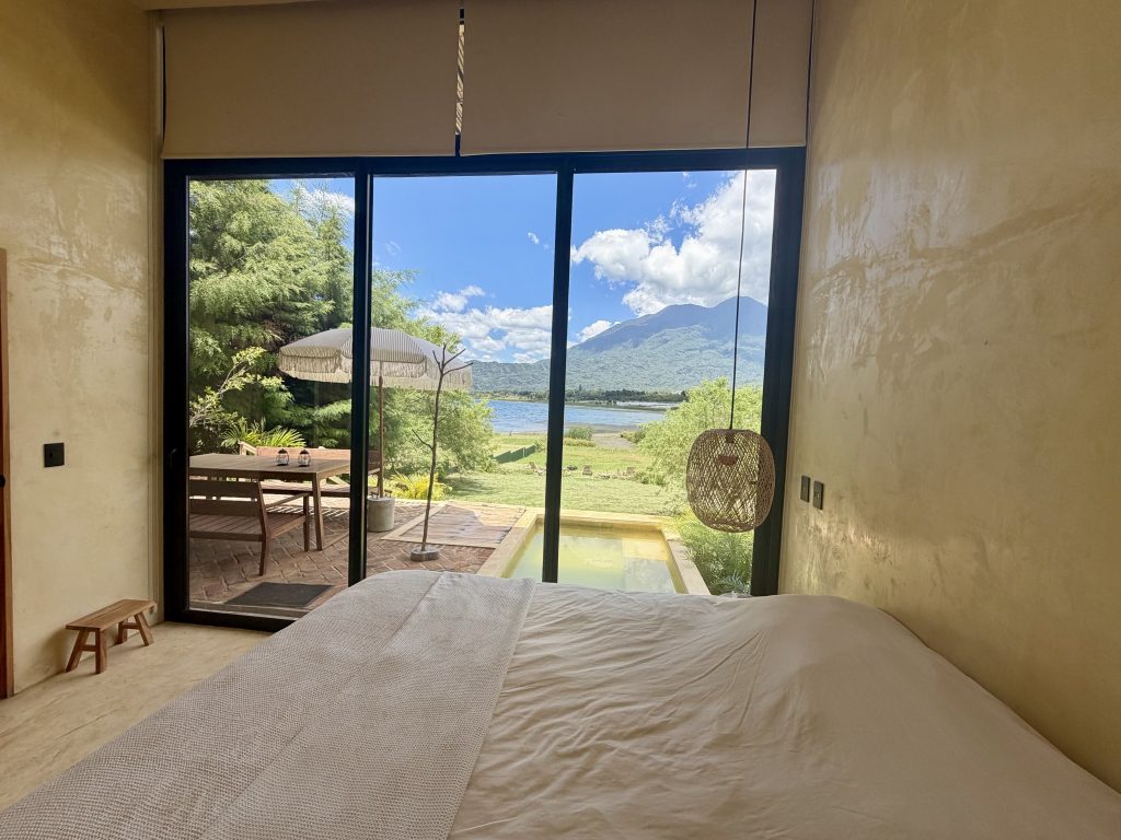 Lake Atitlán Airbnb with private jacuzzi and volcano view from king bedroom at Orilla Casas en Ati Santiago Atitlán