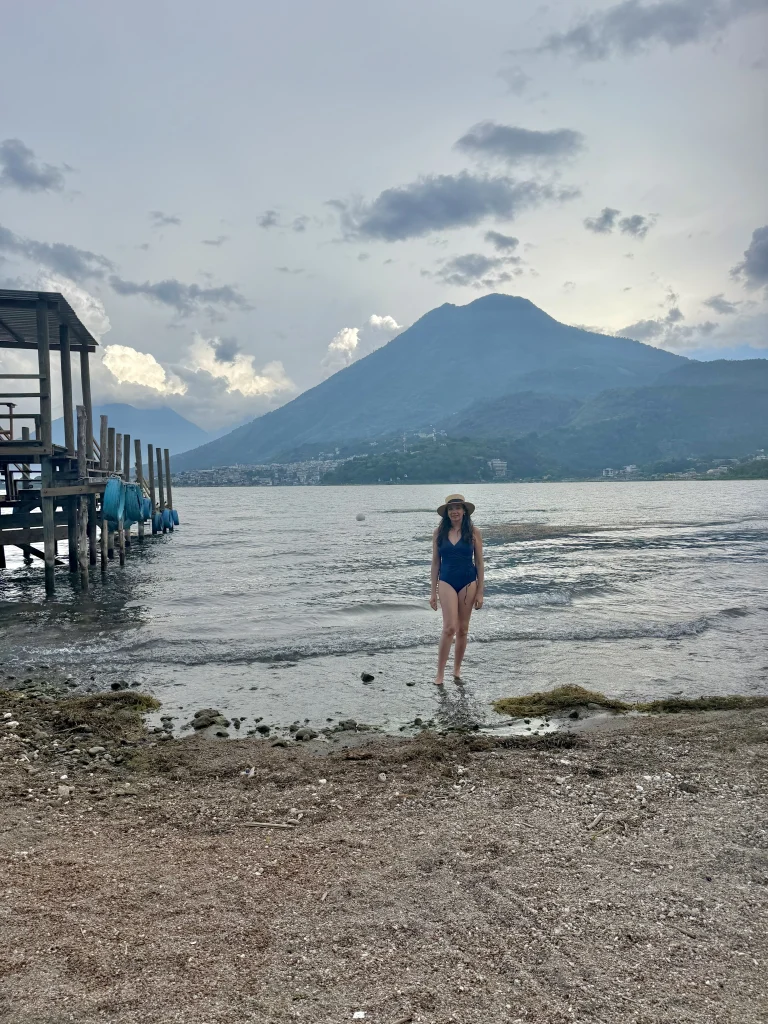 Private beach and swimming area at Principito's Universe family vacation rental near San Juan La Laguna Lake Atitlán