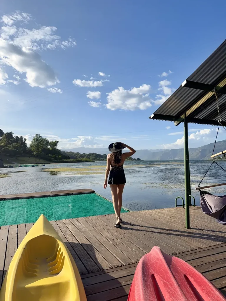 Private dock and kayaks at Guatemala Dreams on Lake Atitlán near San Lucas Tolimán