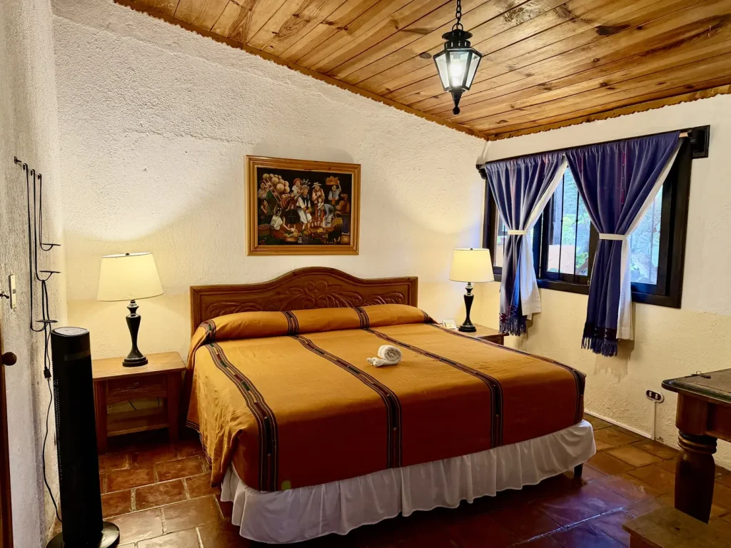Traditional guest room at Hotel Tolimán in San Lucas Tolimán
