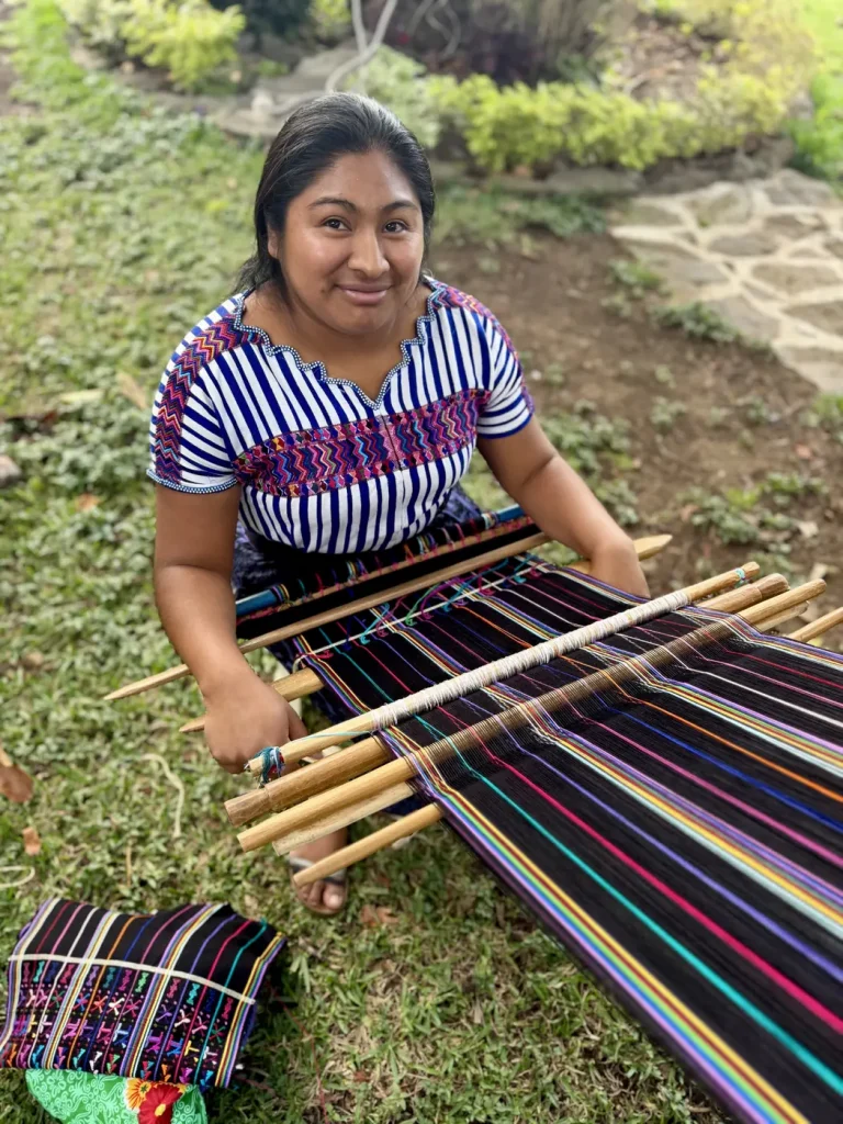 Traditional Maya backstrap weaving at K'amaya'l in San Lucas Tolimán