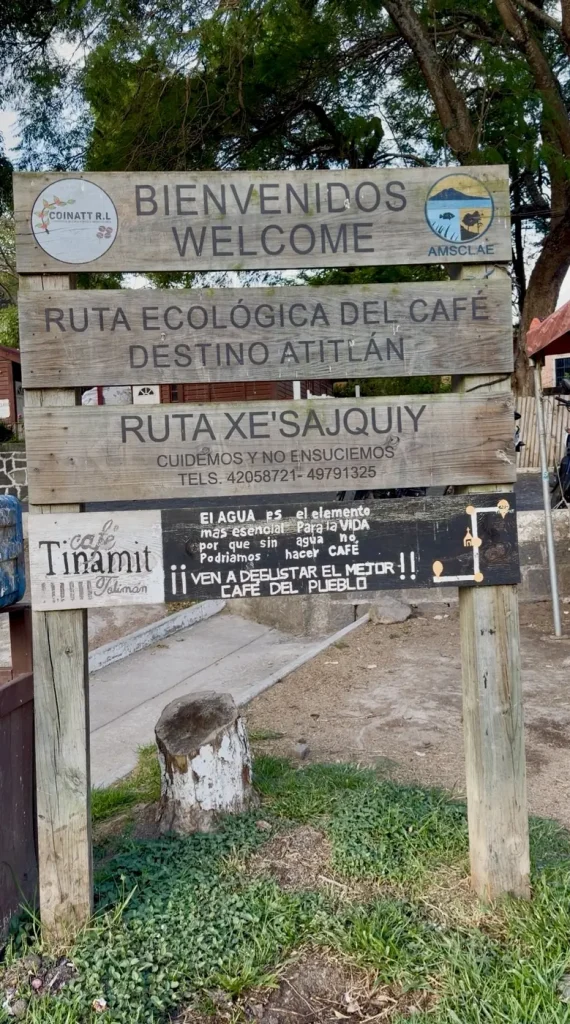 Ruta Ecológica del Café sign in San Lucas Tolimán Guatemala