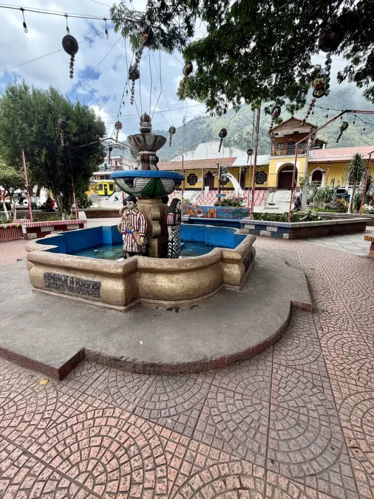 Colorful fountain in the central park of San Lucas Tolimán Guatemala